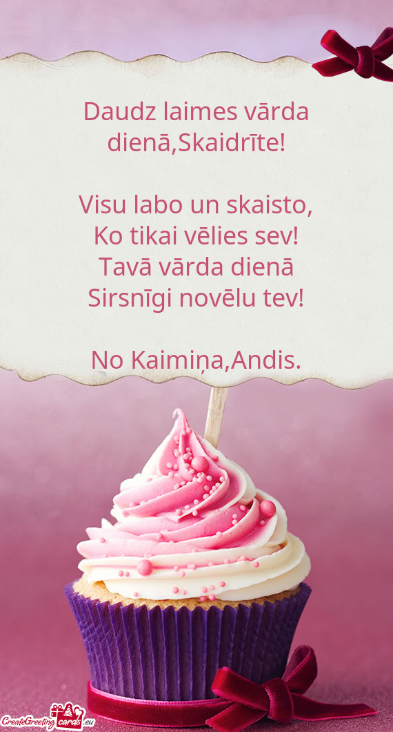 Daudz laimes vārda dienā,Skaidrīte