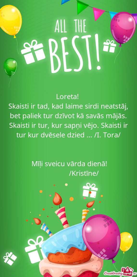 Mīļi sveicu vārda dienā